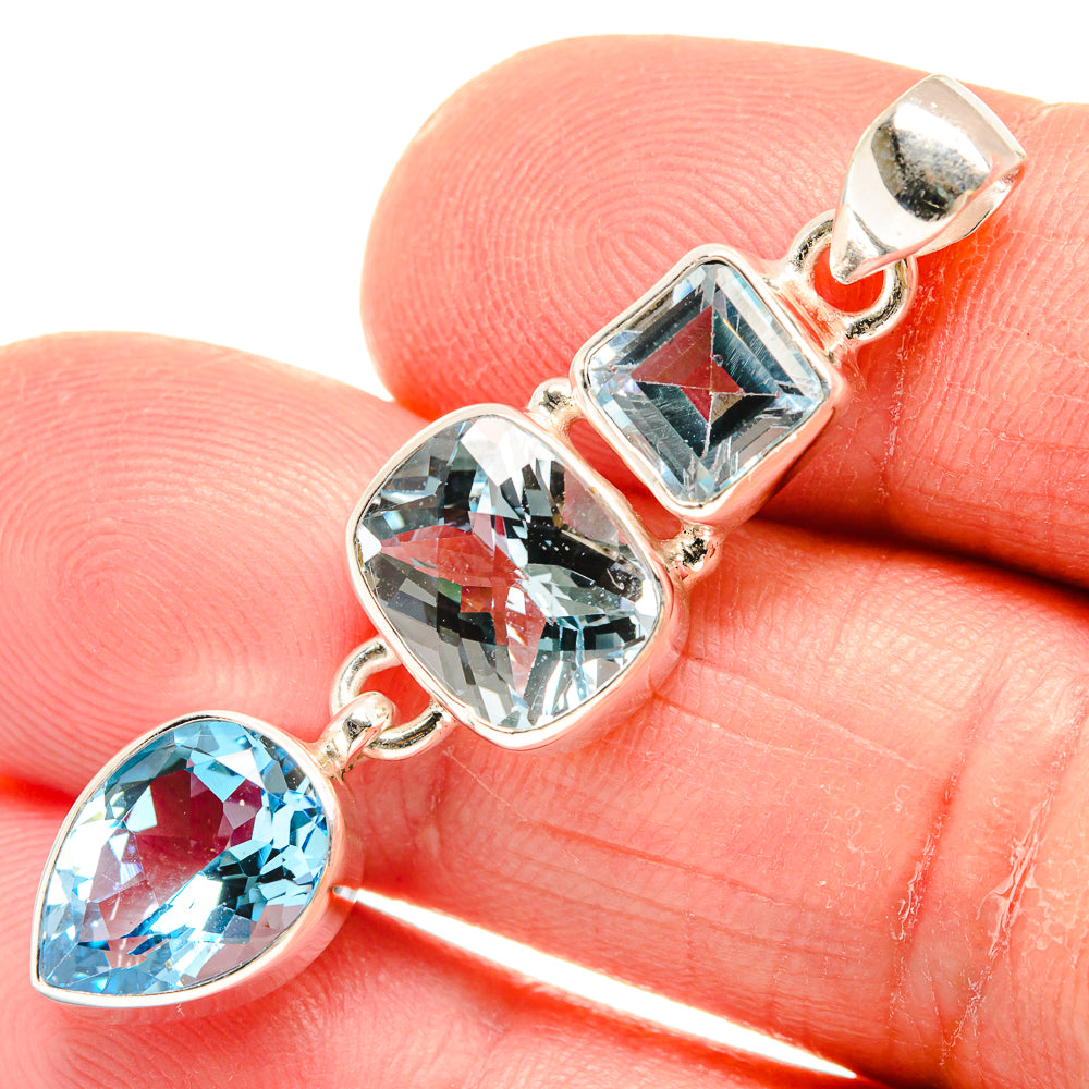 Blue Topaz Pendants handcrafted by Anasilvercos - PD22942