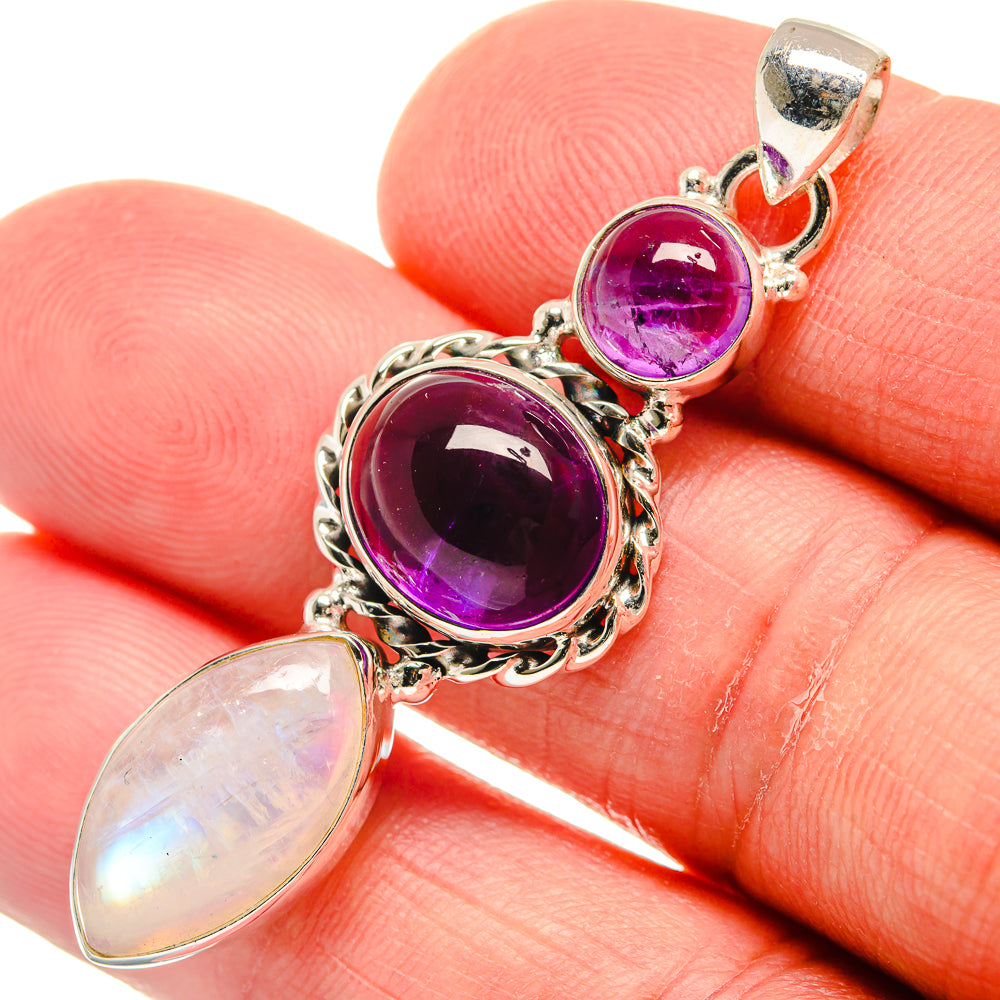 Rainbow Moonstone Pendants handcrafted by Anasilvercos - PD22944