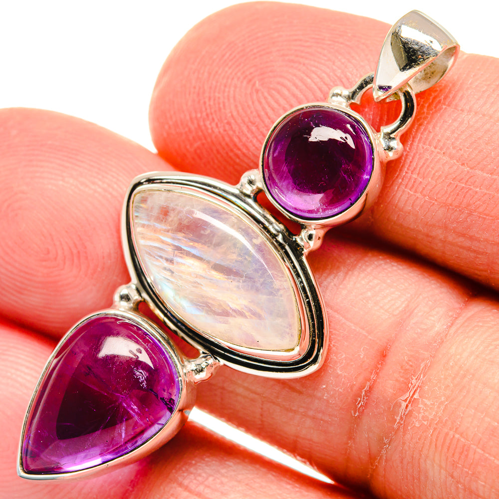 Rainbow Moonstone Pendants handcrafted by Anasilvercos - PD22948