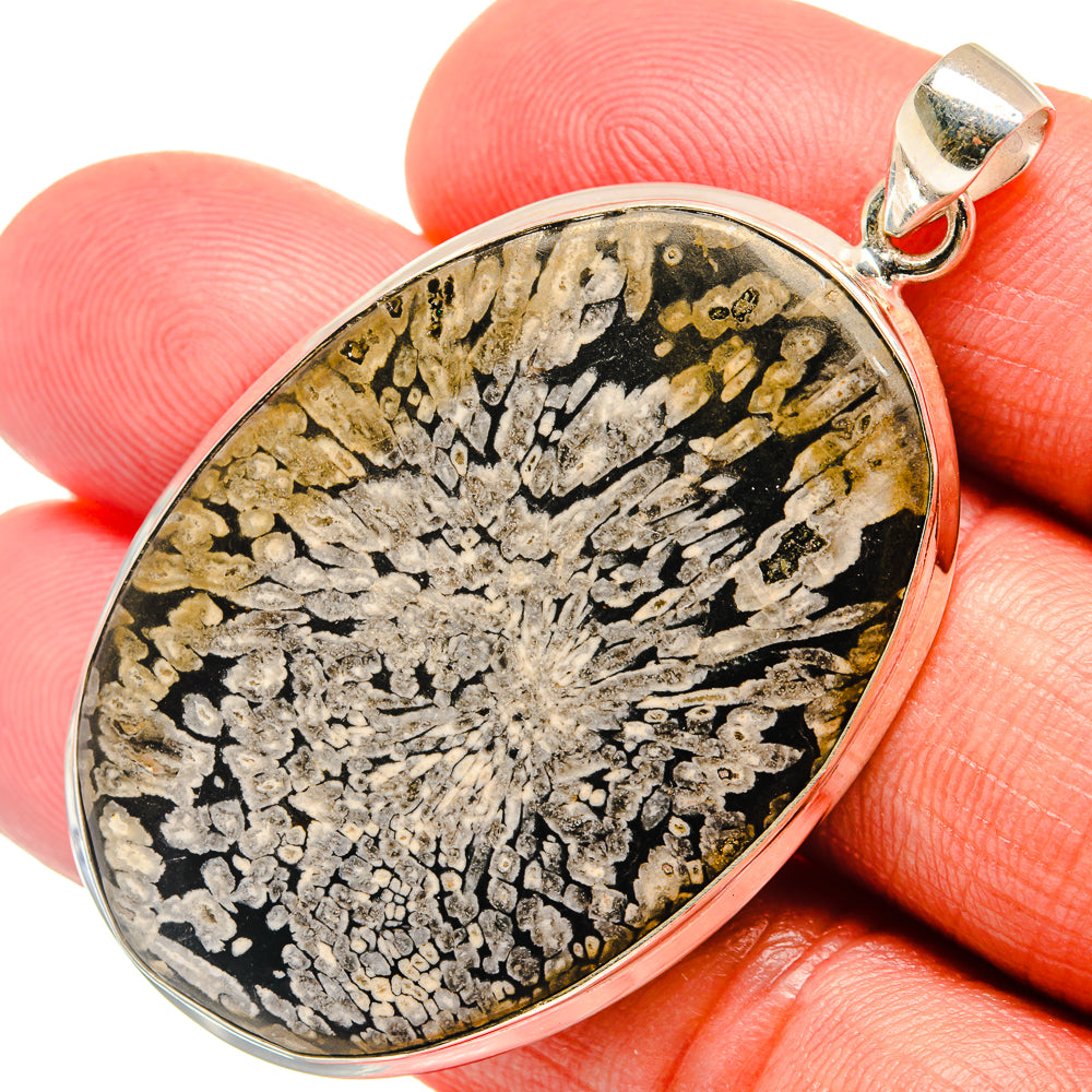 Chrysanthemum Stone Pendants handcrafted by Anasilvercos - PD22956