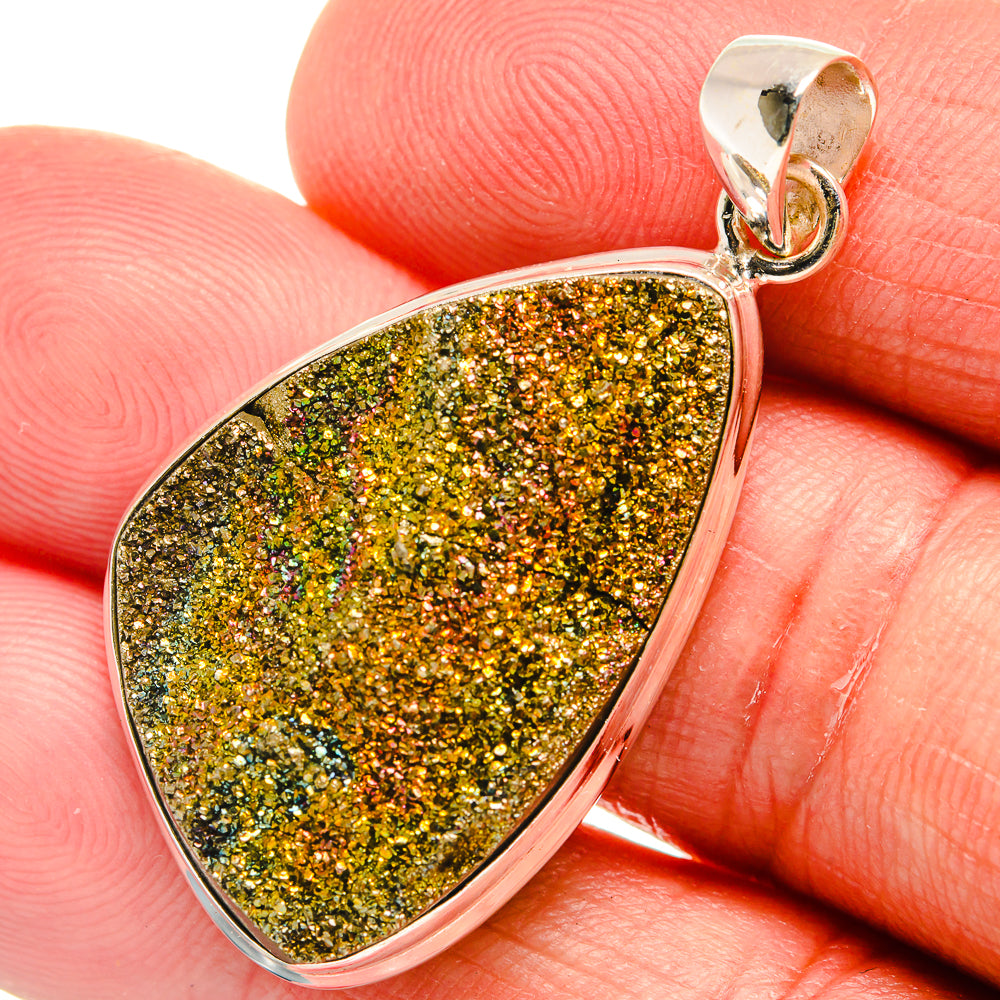 Spectro Pyrite Druzy Pendants handcrafted by Anasilvercos - PD22999