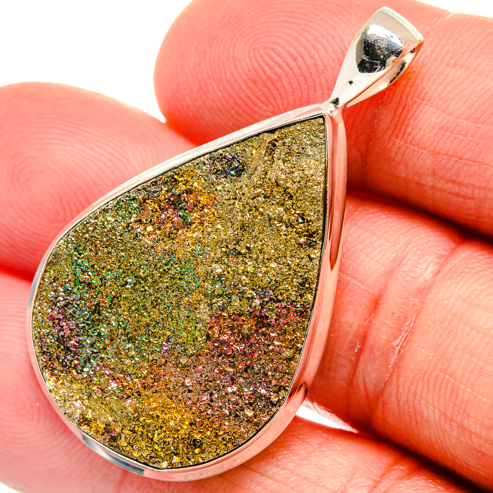 Spectro Pyrite Druzy Pendants handcrafted by Anasilvercos - PD23000