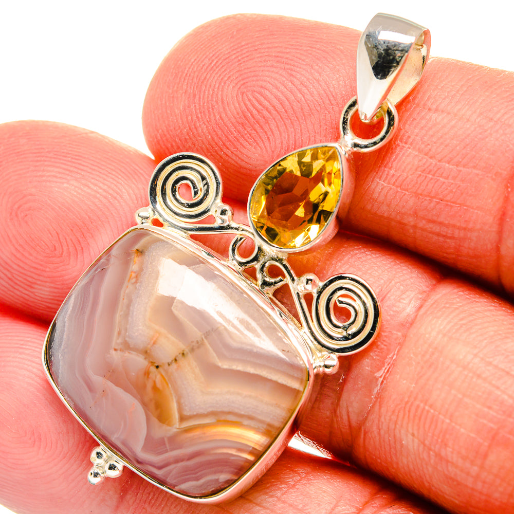 Botswana Agate Pendants handcrafted by Anasilvercos - PD23011