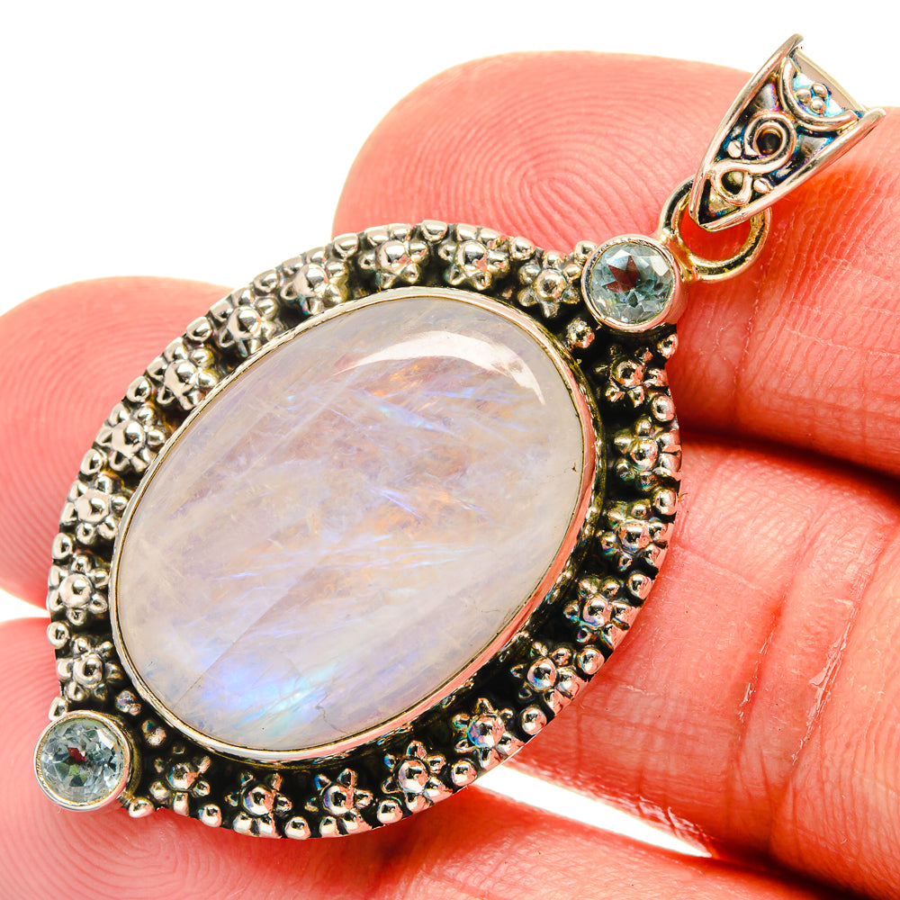 Rainbow Moonstone Pendants handcrafted by Anasilvercos - PD23050