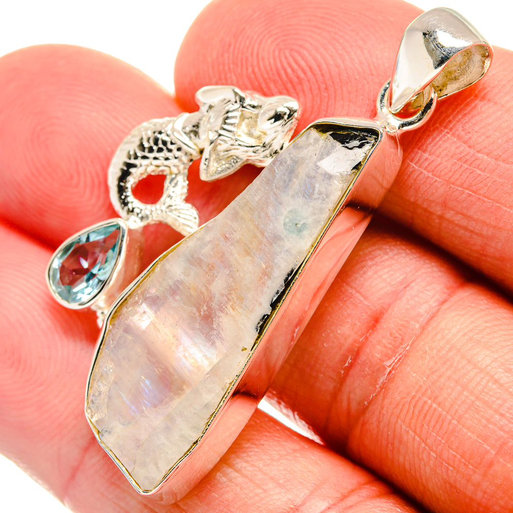 Rainbow Moonstone Pendants handcrafted by Anasilvercos - PD23054