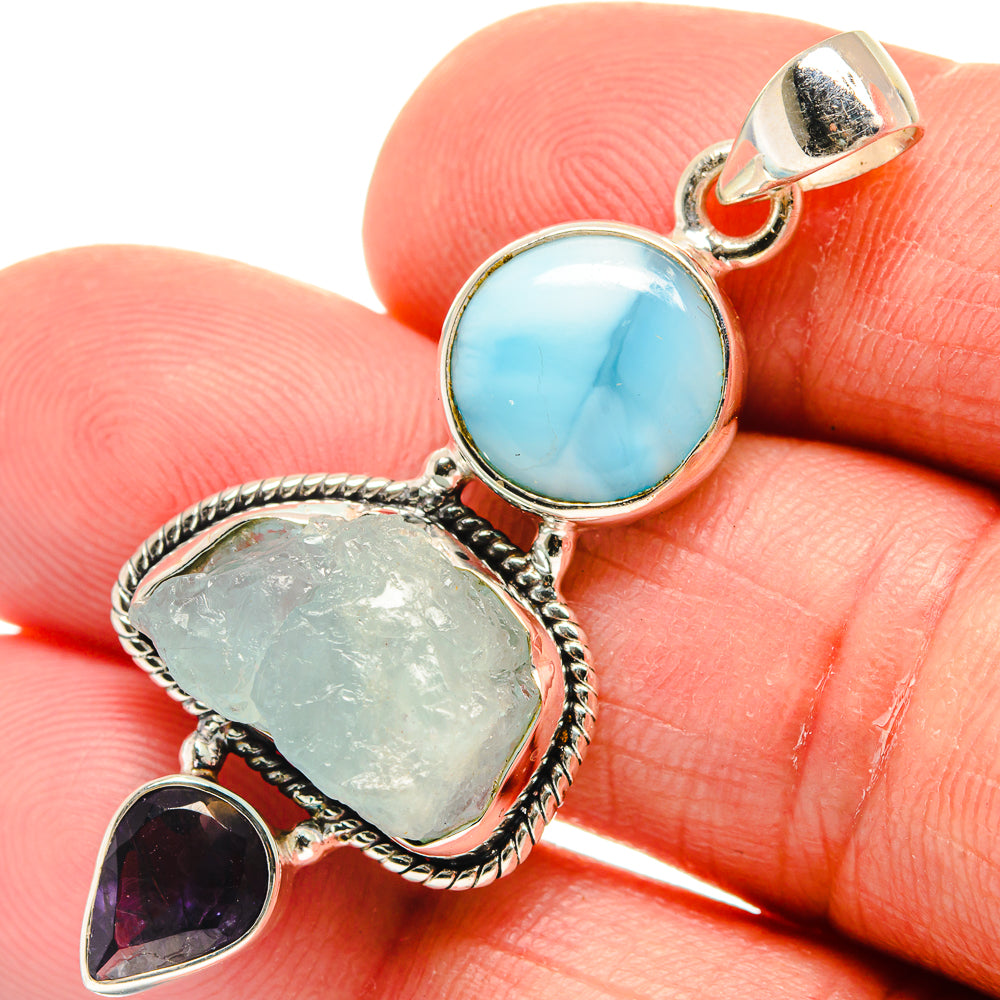 Aquamarine Pendants handcrafted by Anasilvercos - PD23093