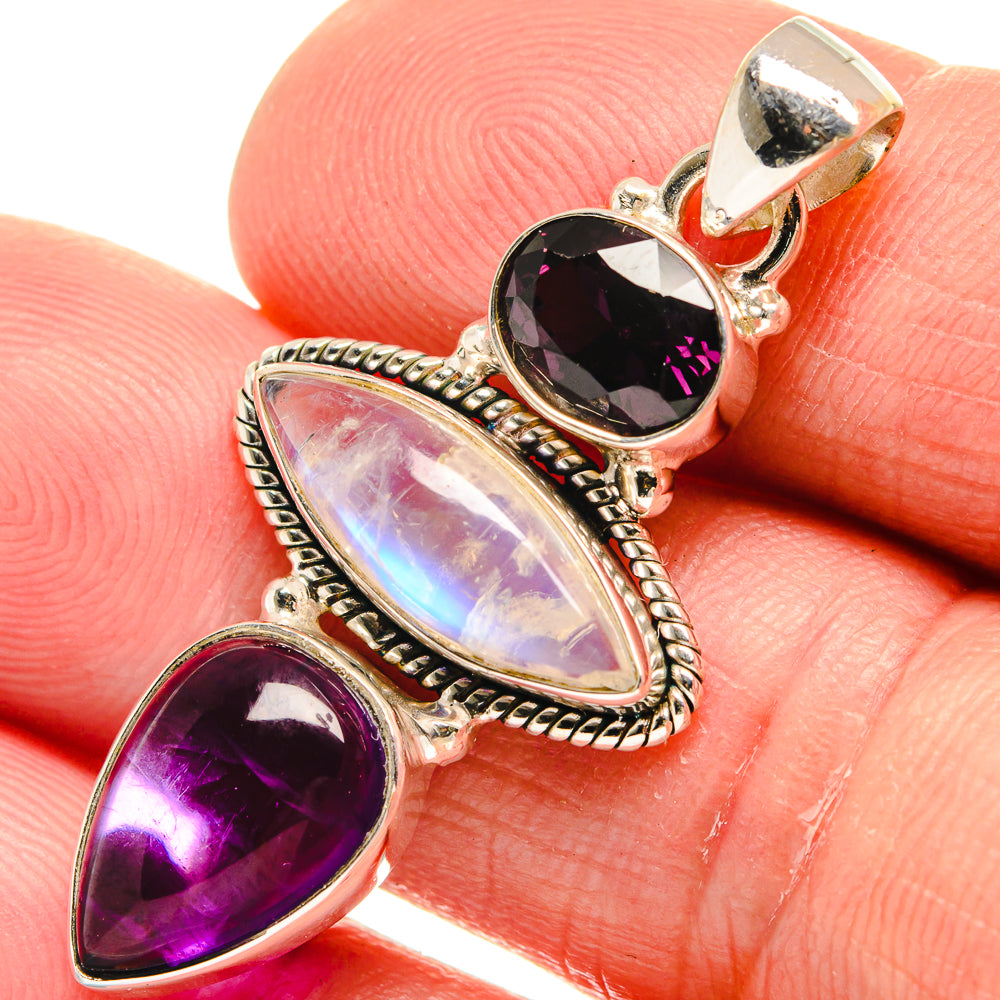 Rainbow Moonstone Pendants handcrafted by Anasilvercos - PD23095