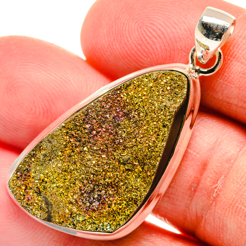 Spectro Pyrite Druzy Pendants handcrafted by Anasilvercos - PD23112