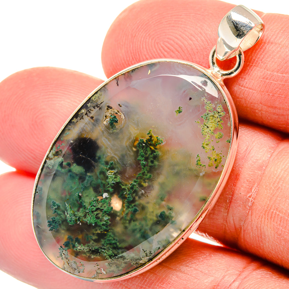 Green Moss Agate Pendants handcrafted by Anasilvercos - PD23123