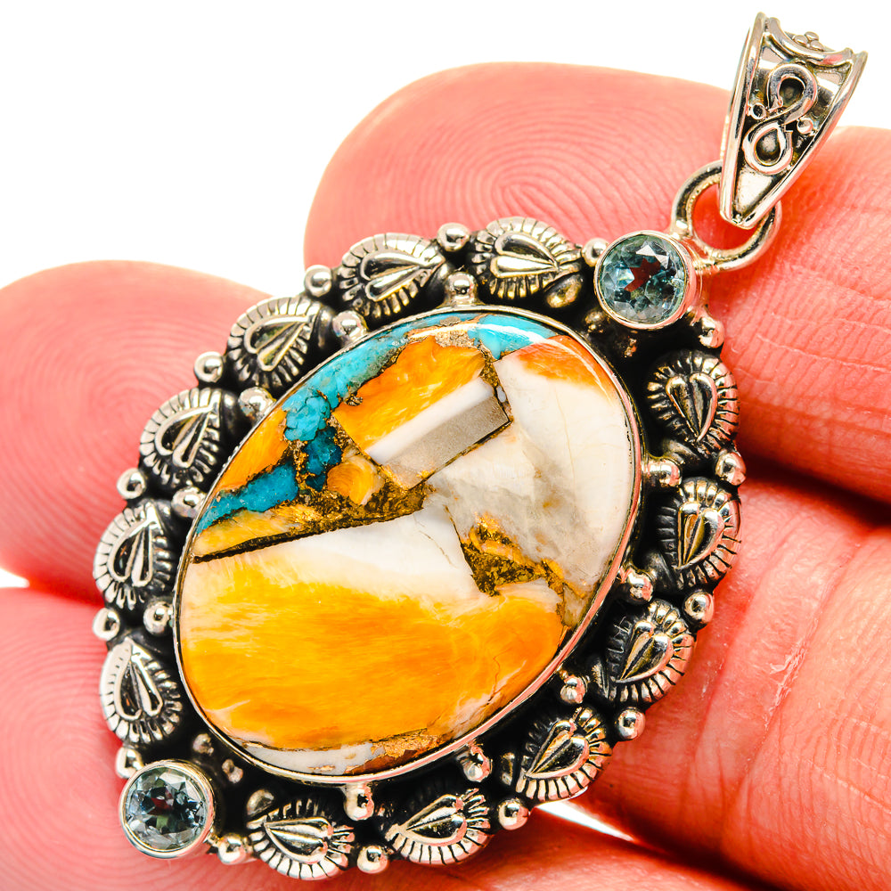 Spiny Oyster Turquoise Pendants handcrafted by Anasilvercos - PD23159