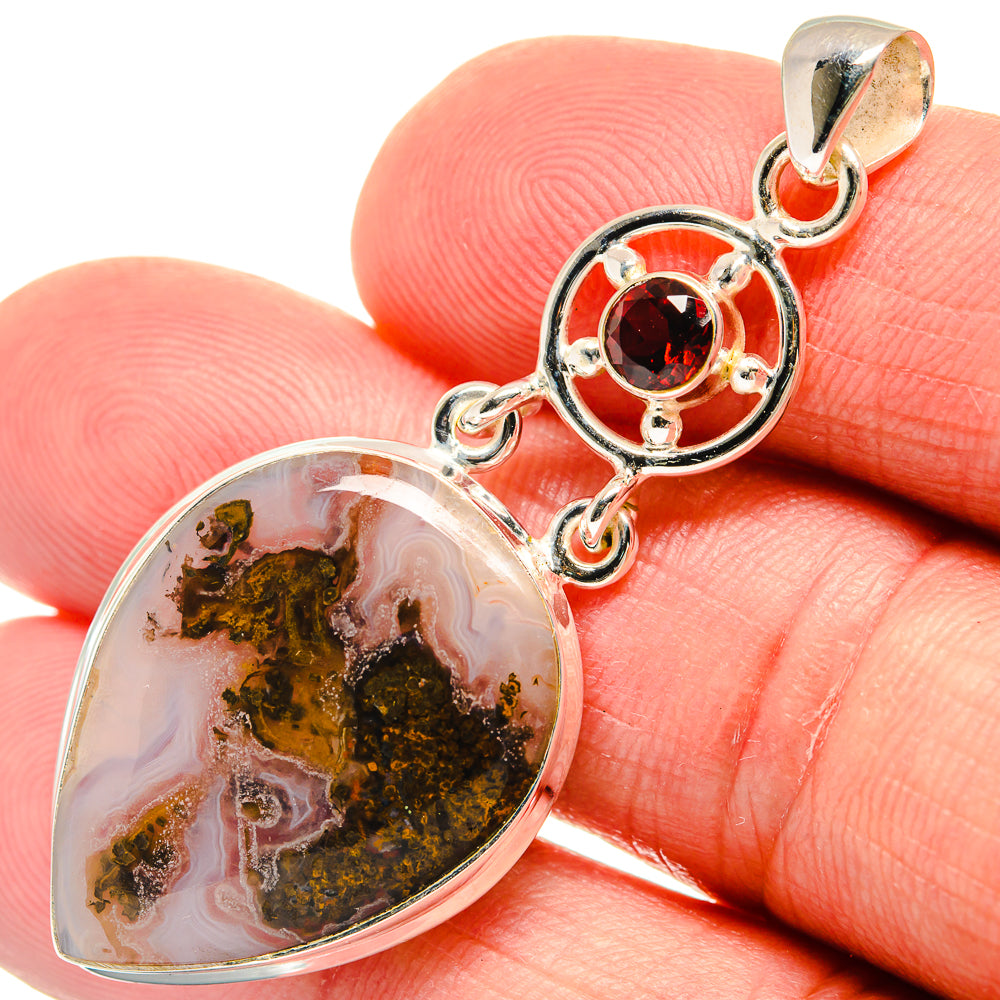 Indonesian Plume Agate Pendants handcrafted by Anasilvercos - PD23180