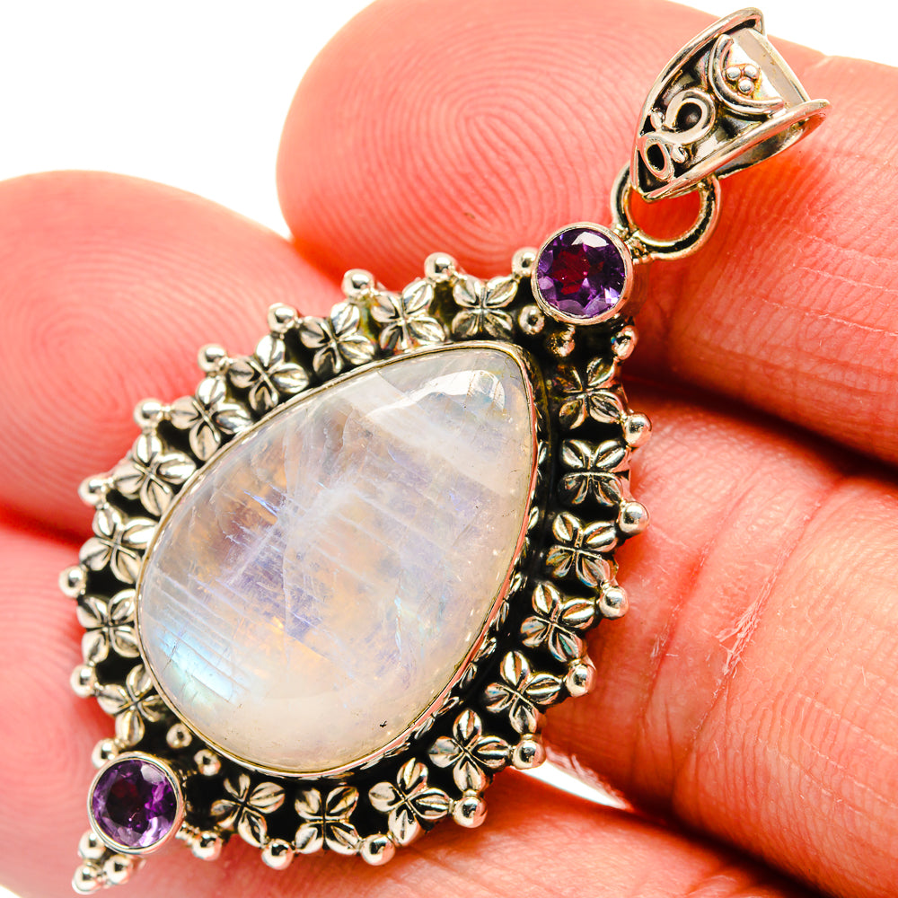 Rainbow Moonstone Pendants handcrafted by Anasilvercos - PD23199