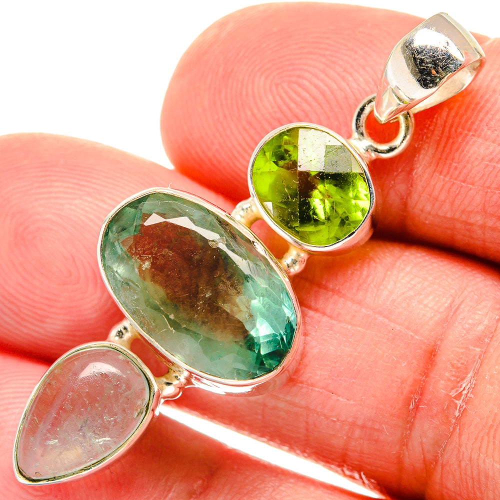 Green Fluorite Pendants handcrafted by Anasilvercos - PD23216