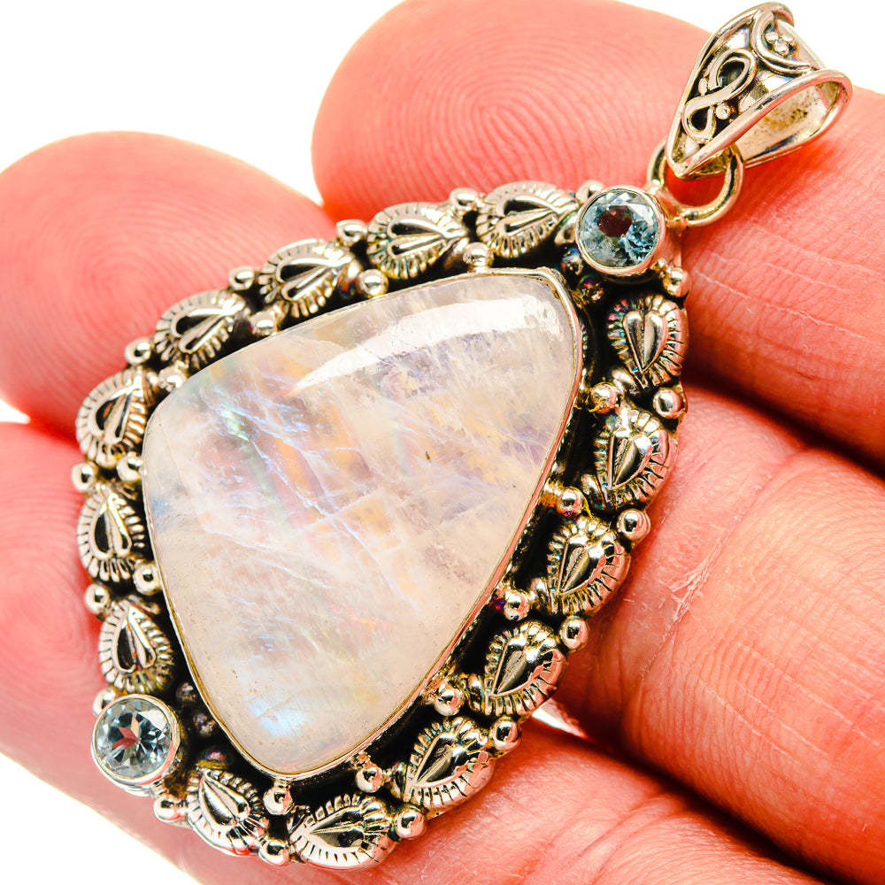Rainbow Moonstone Pendants handcrafted by Anasilvercos - PD23220