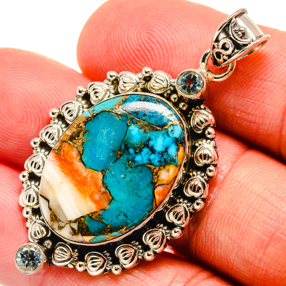 Spiny Oyster Turquoise Pendants handcrafted by Anasilvercos - PD23254