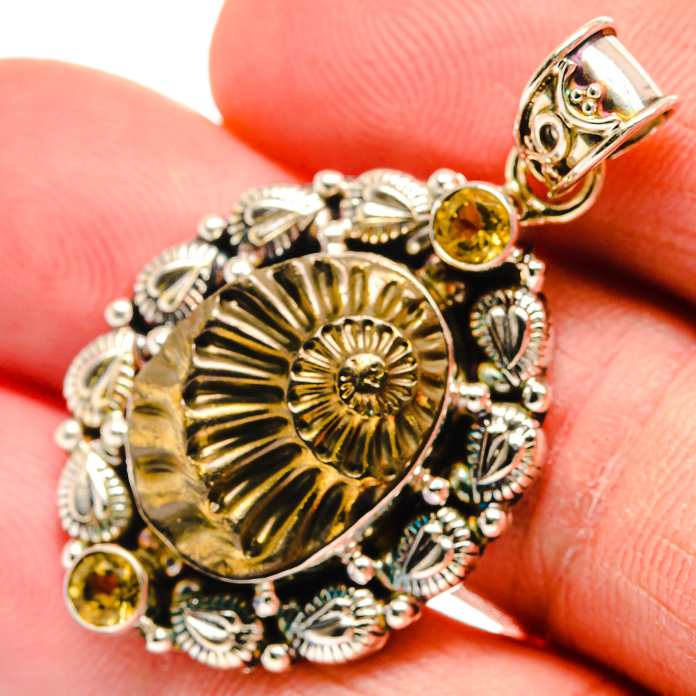 Pyrite Fossil Pendants handcrafted by Anasilvercos - PD23268