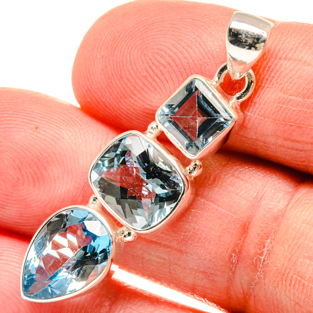 Blue Topaz Pendants handcrafted by Anasilvercos - PD23342