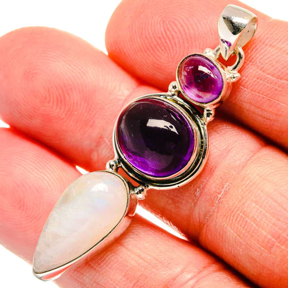 Rainbow Moonstone Pendants handcrafted by Anasilvercos - PD23344