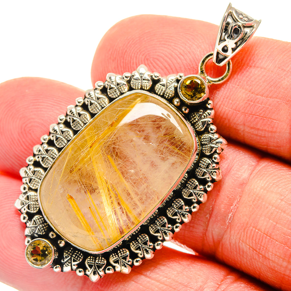 Rutilated Quartz Pendants handcrafted by Anasilvercos - PD23430