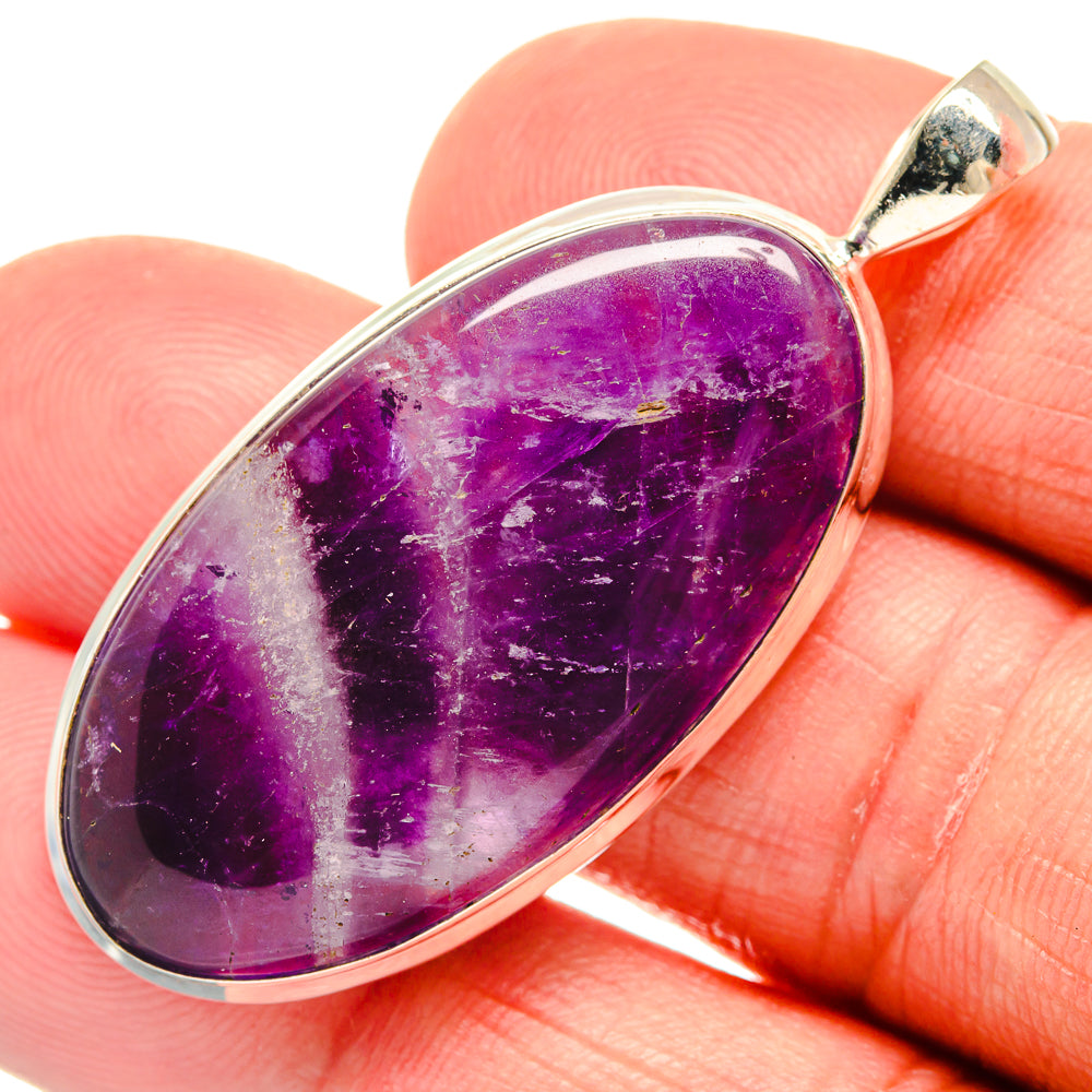 Chevron Amethyst Pendants handcrafted by Anasilvercos - PD23444