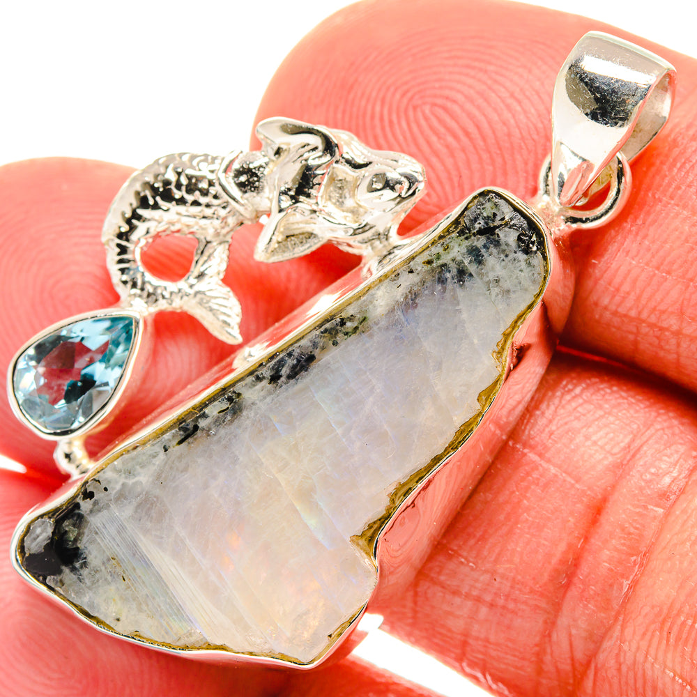 Rainbow Moonstone Pendants handcrafted by Anasilvercos - PD23466