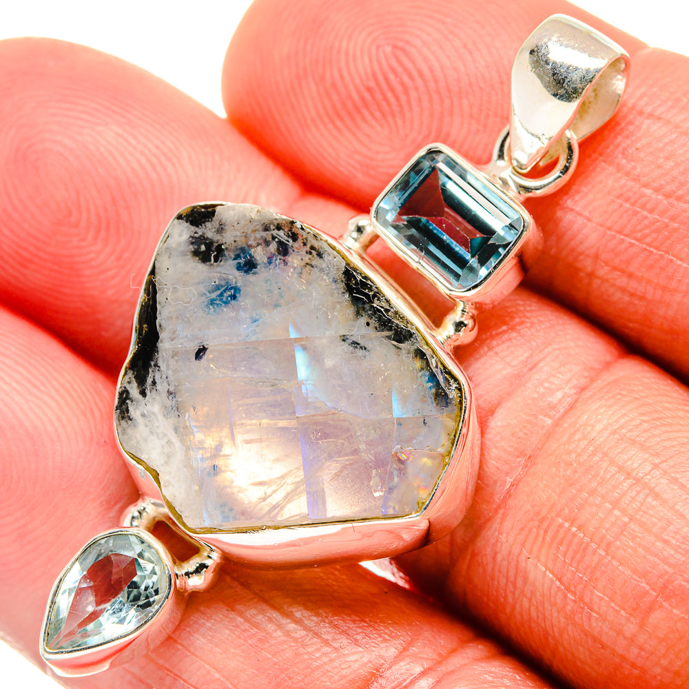 Rainbow Moonstone Pendants handcrafted by Anasilvercos - PD23468