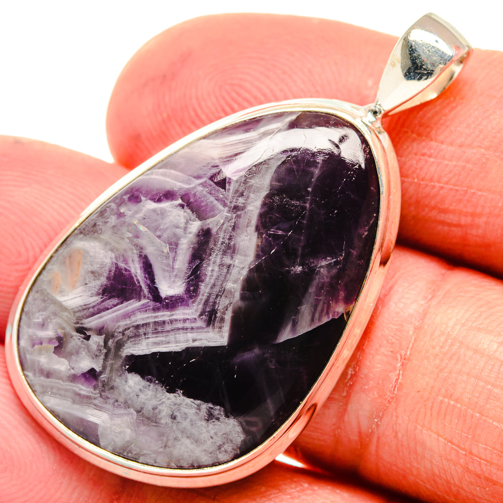 Chevron Amethyst Pendants handcrafted by Anasilvercos - PD23524