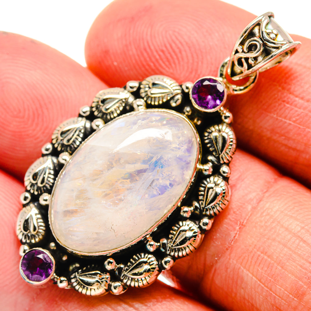Rainbow Moonstone Pendants handcrafted by Anasilvercos - PD23562