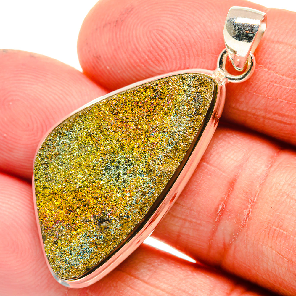Spectro Pyrite Druzy Pendants handcrafted by Anasilvercos - PD23587