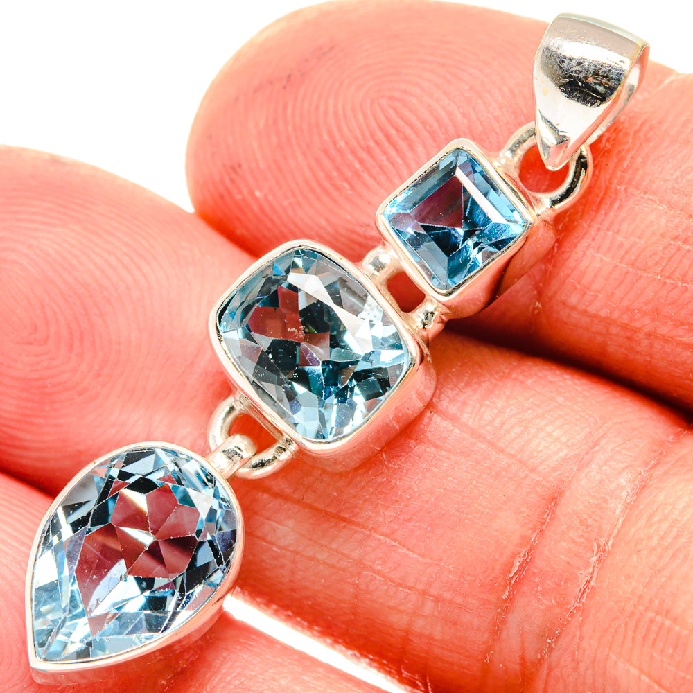 Blue Topaz Pendants handcrafted by Anasilvercos - PD23624