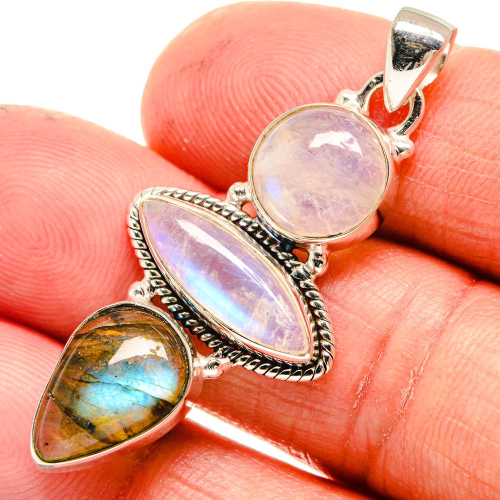 Rainbow Moonstone Pendants handcrafted by Anasilvercos - PD23627