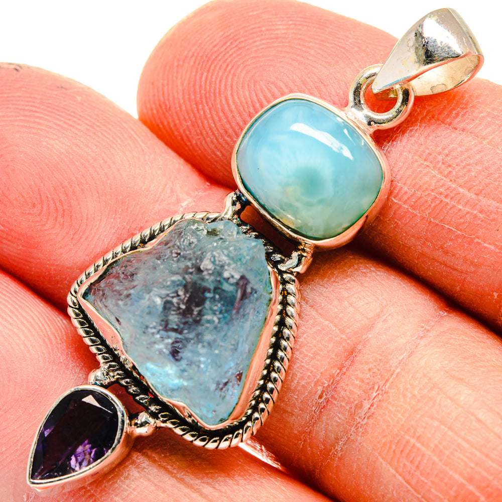 Aquamarine Pendants handcrafted by Anasilvercos - PD23683