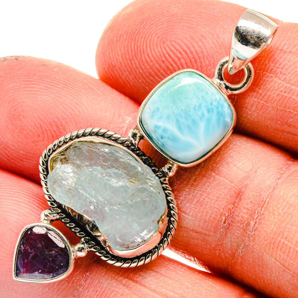 Aquamarine Pendants handcrafted by Anasilvercos - PD23687
