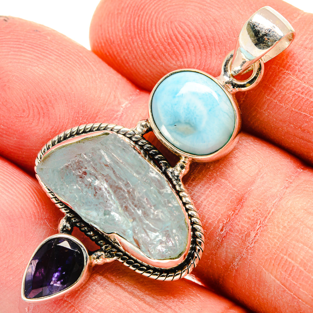 Aquamarine Pendants handcrafted by Anasilvercos - PD23688