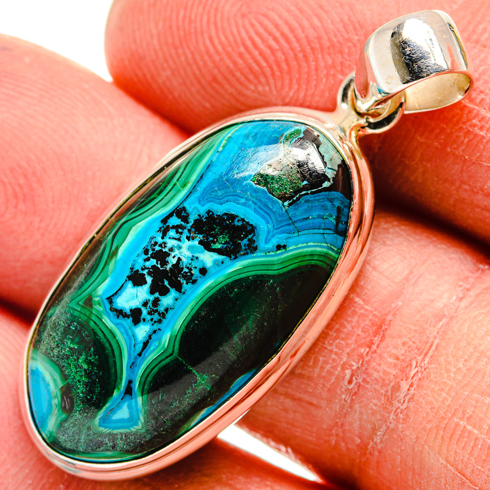 Malachite In Chrysocolla Pendants handcrafted by Anasilvercos - PD23733