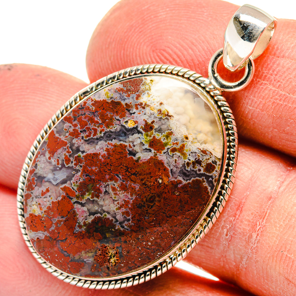 Indonesian Plume Agate Pendants handcrafted by Anasilvercos - PD23755
