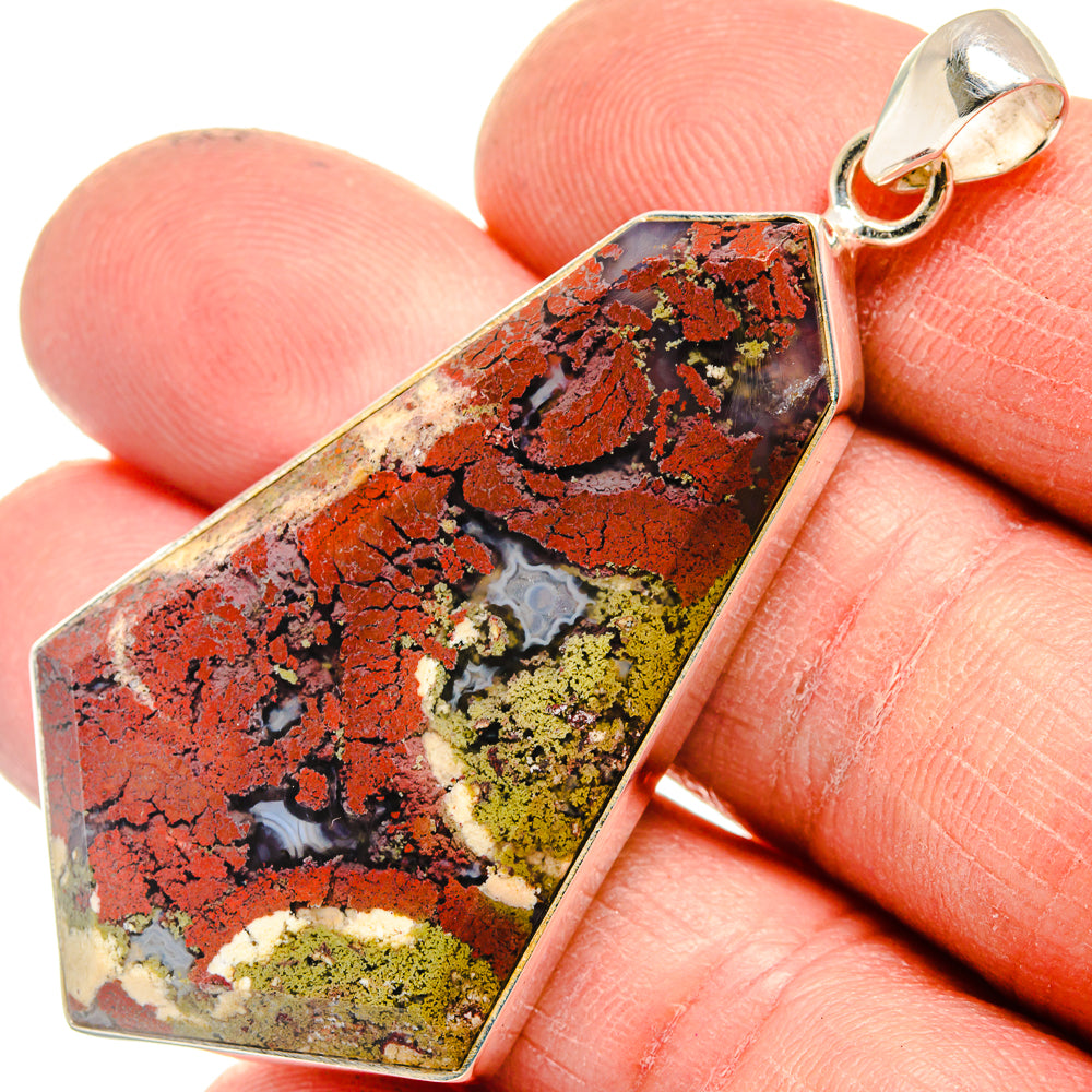 Indonesian Plume Agate Pendants handcrafted by Anasilvercos - PD23767