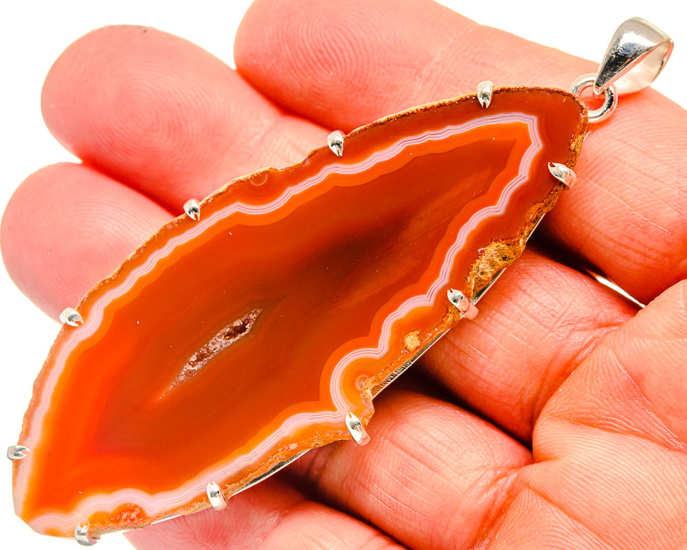 Red Geode Slice Pendants handcrafted by Anasilvercos - PD23807