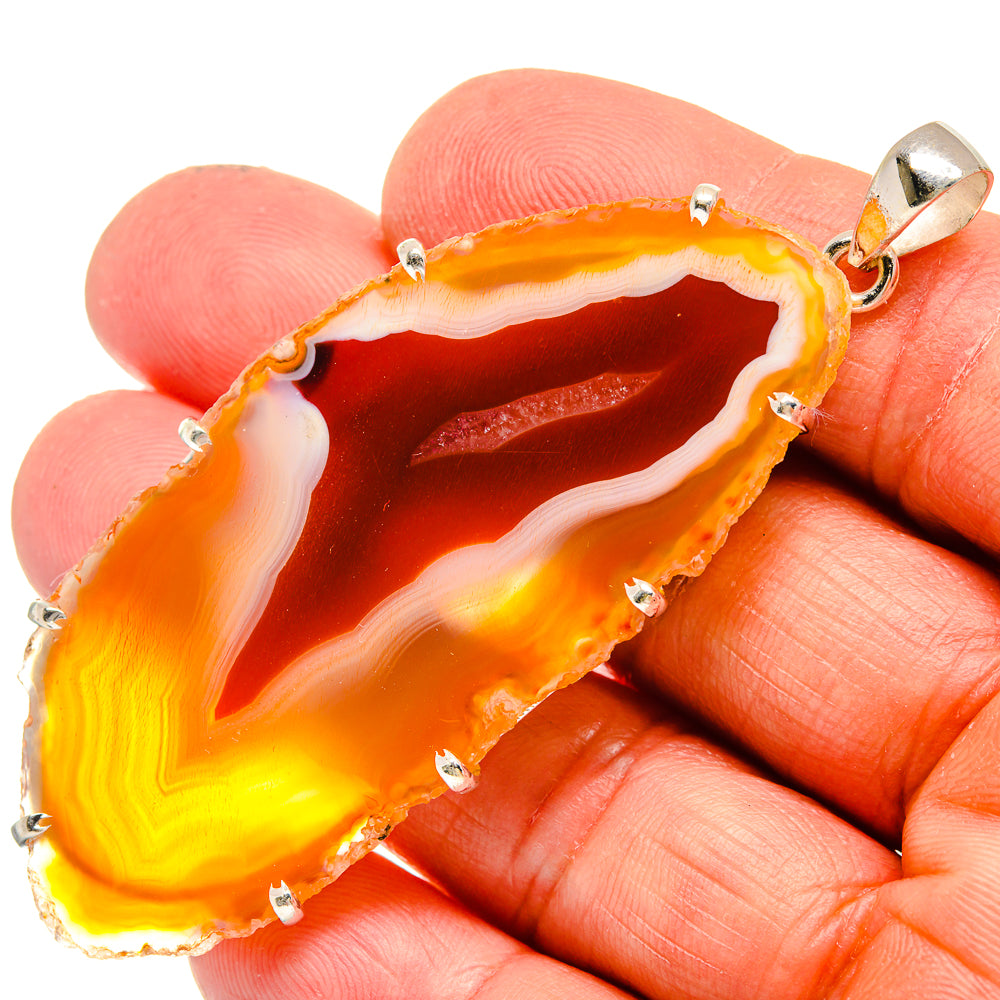 Red Geode Slice Pendants handcrafted by Anasilvercos - PD23809