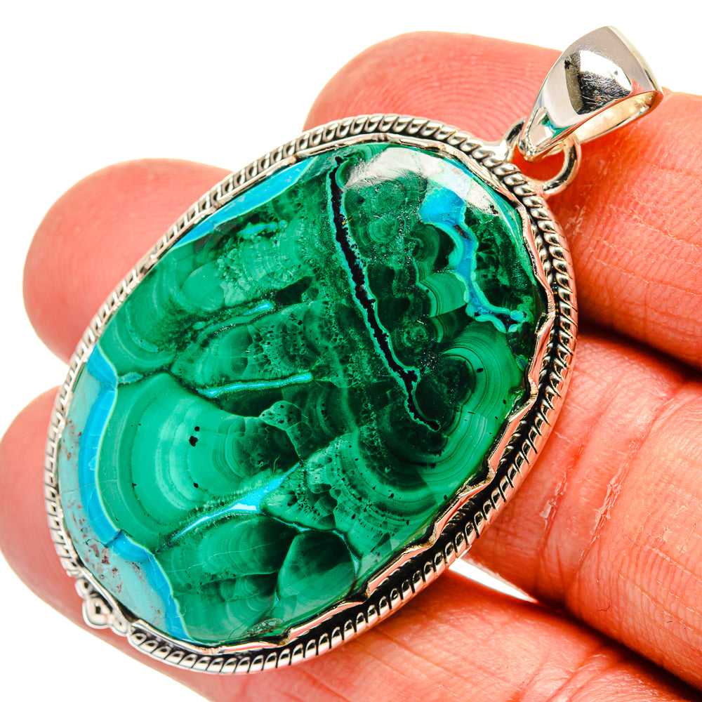 Malachite In Chrysocolla Pendants handcrafted by Anasilvercos - PD23919