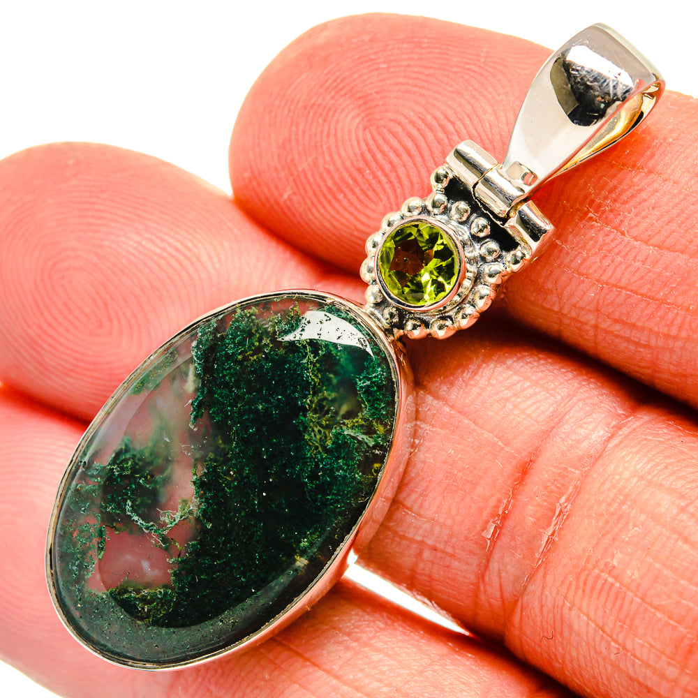 Green Moss Agate Pendants handcrafted by Anasilvercos - PD23942