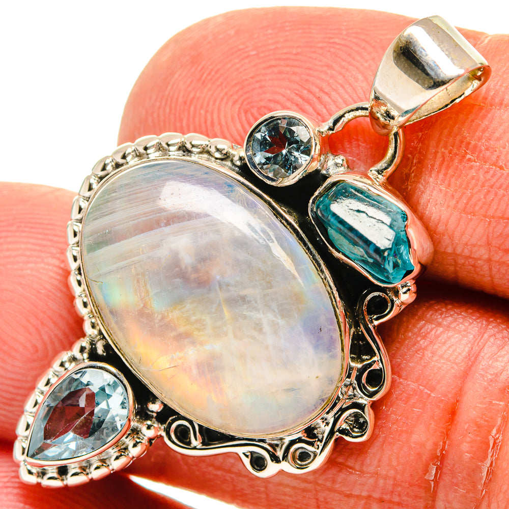 Rainbow Moonstone Pendants handcrafted by Anasilvercos - PD23957