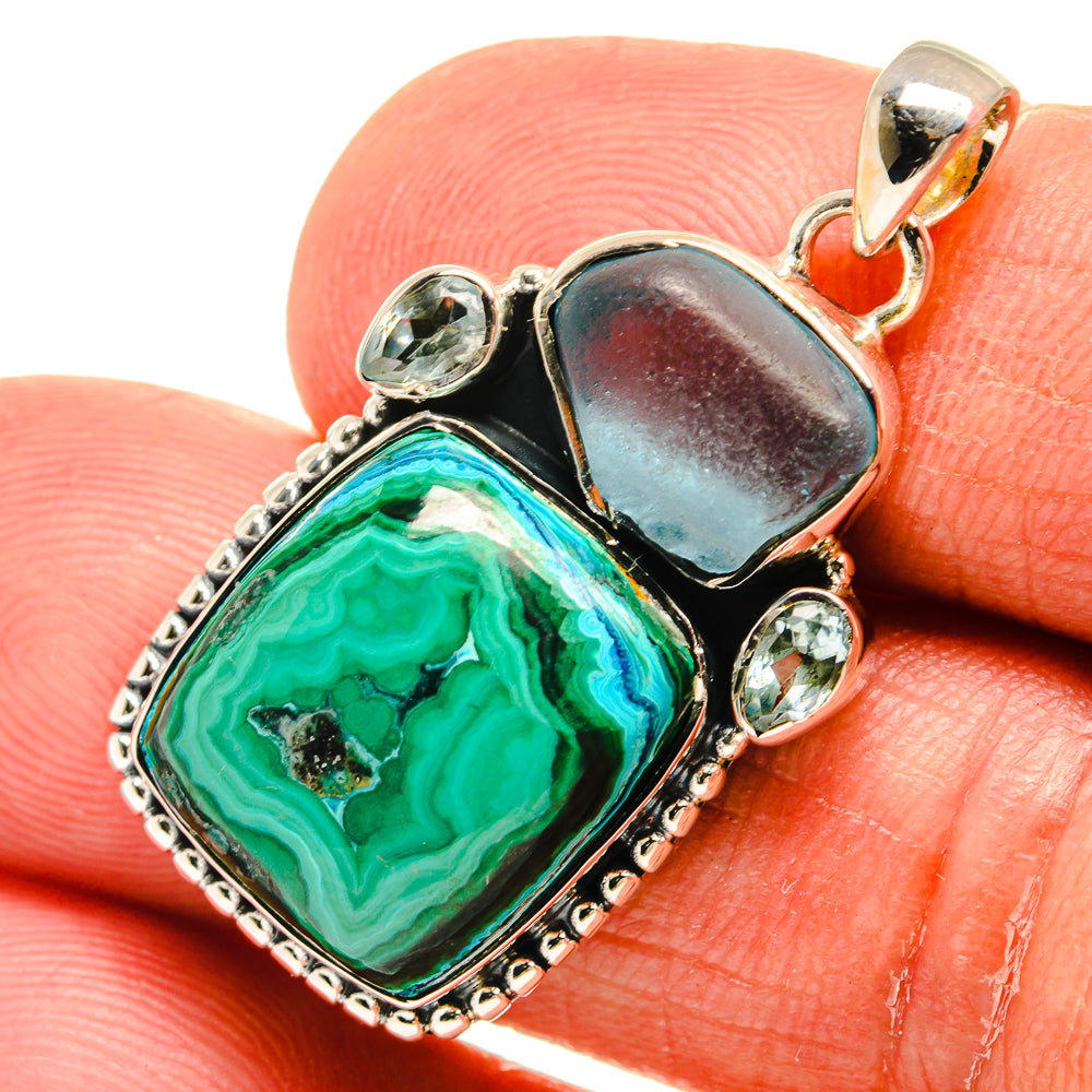 Malachite In Chrysocolla Pendants handcrafted by Anasilvercos - PD23989