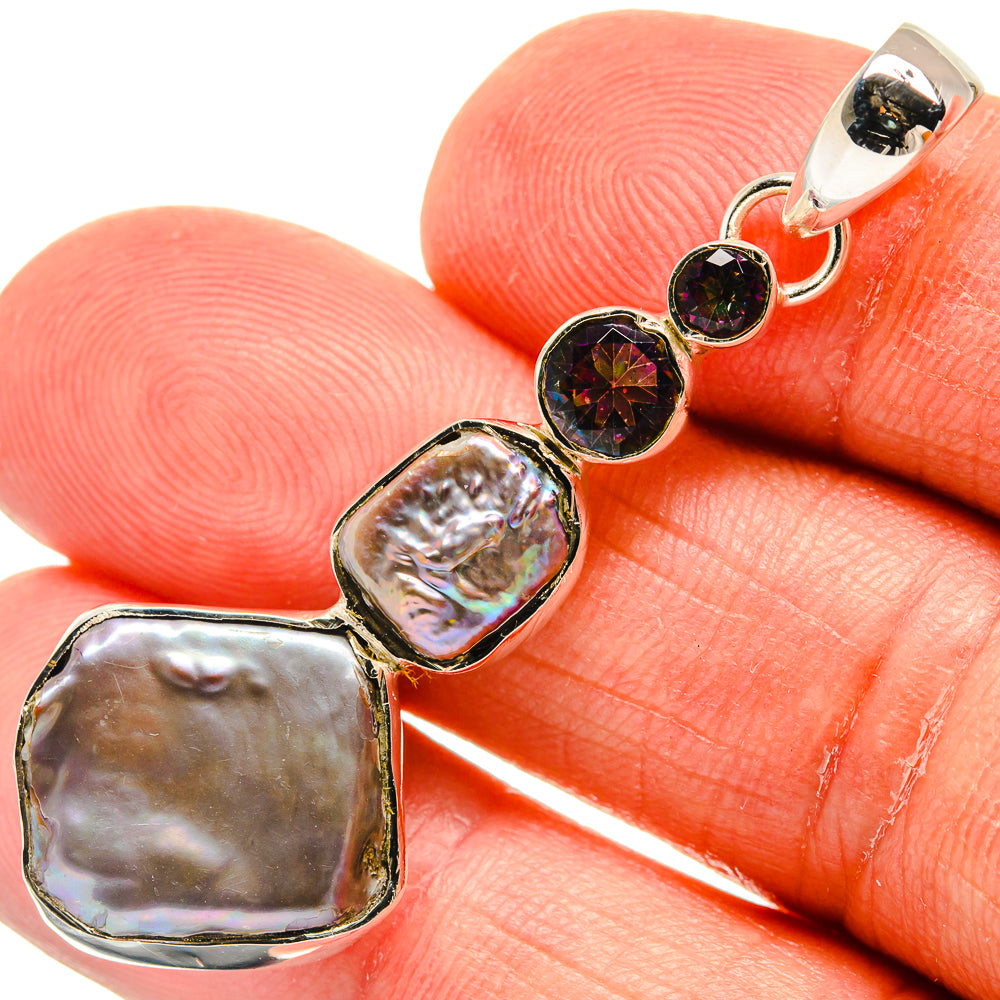 Titanium Mother Of Pearl Pendants handcrafted by Anasilvercos - PD23991