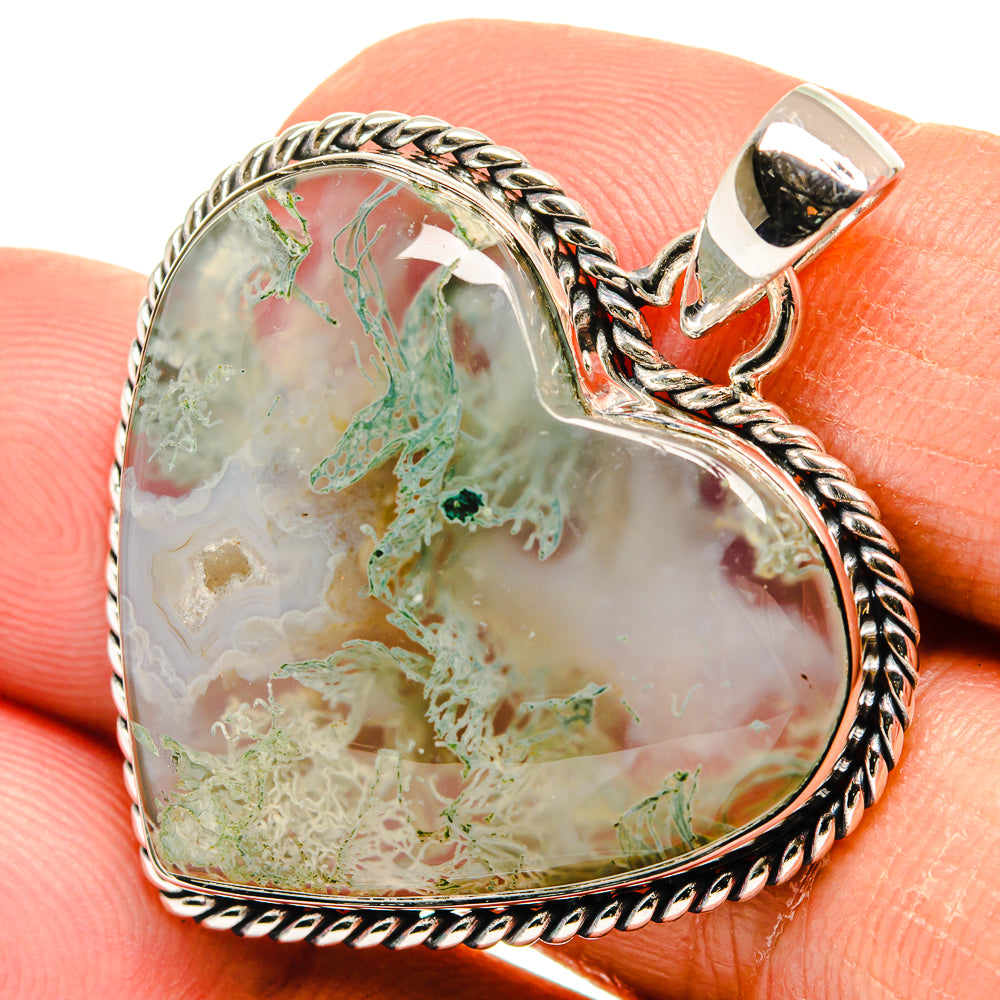 Green Moss Agate Pendants handcrafted by Anasilvercos - PD24009