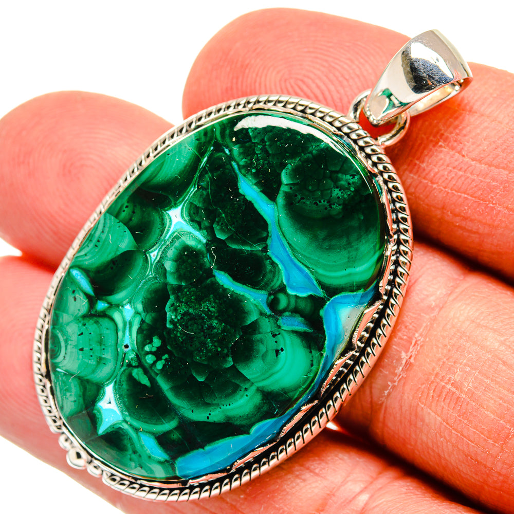 Malachite In Chrysocolla Pendants handcrafted by Anasilvercos - PD24017