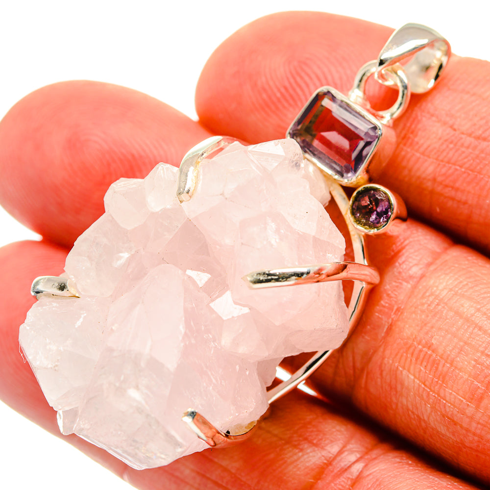 Rose Quartz Pendants handcrafted by Anasilvercos - PD24030