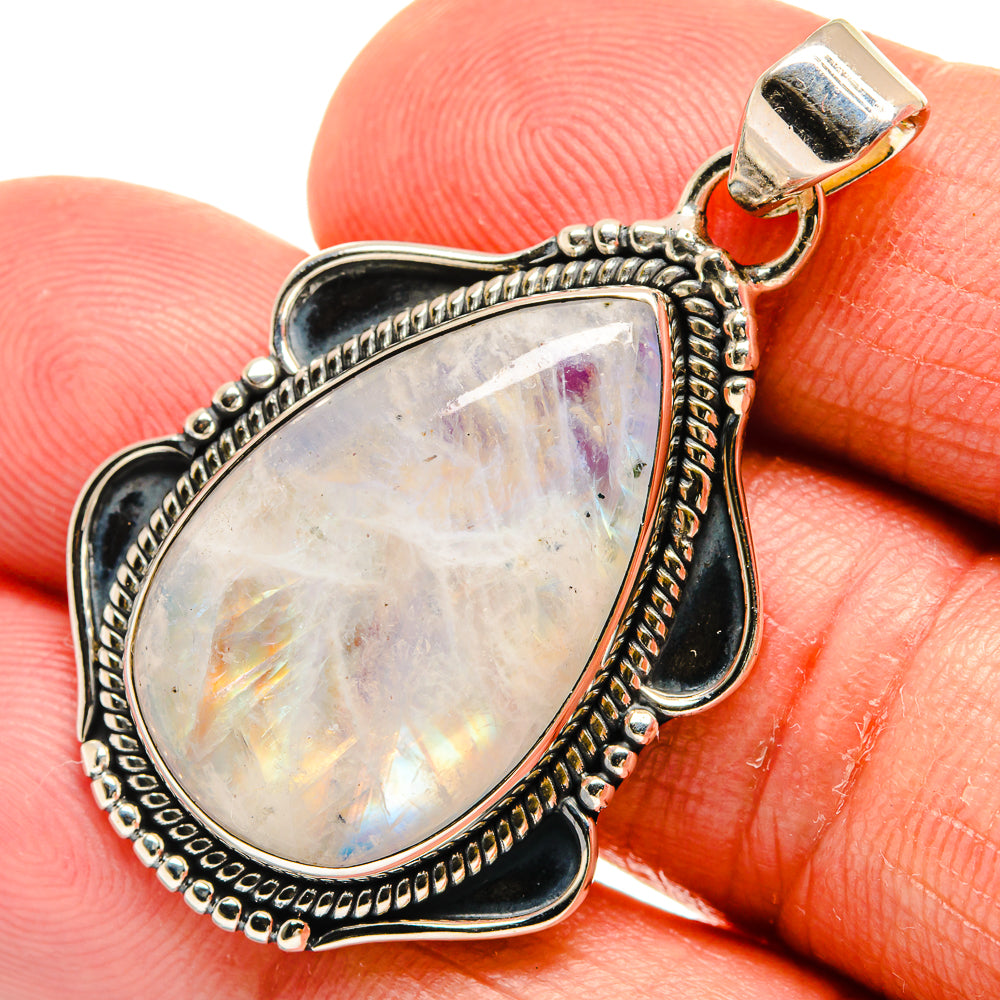 Rainbow Moonstone Pendants handcrafted by Anasilvercos - PD24091