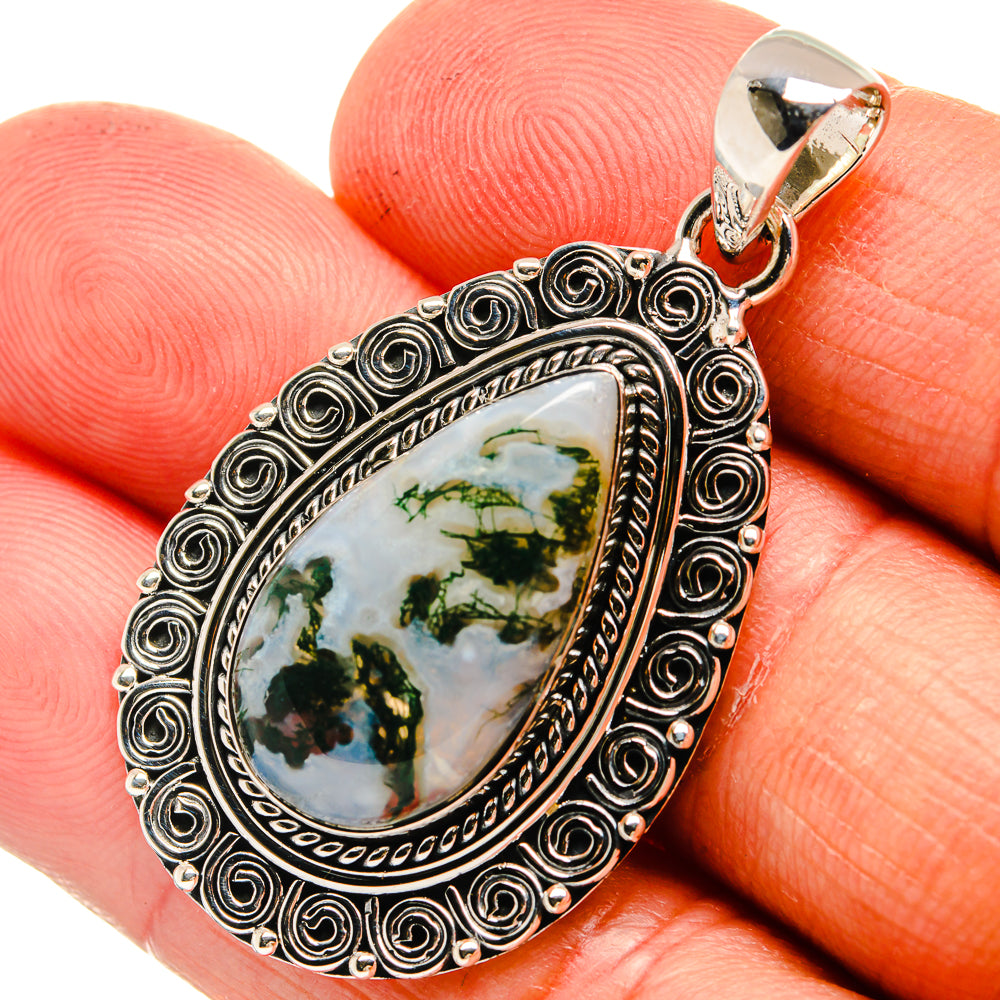 Green Moss Agate Pendants handcrafted by Anasilvercos - PD24116