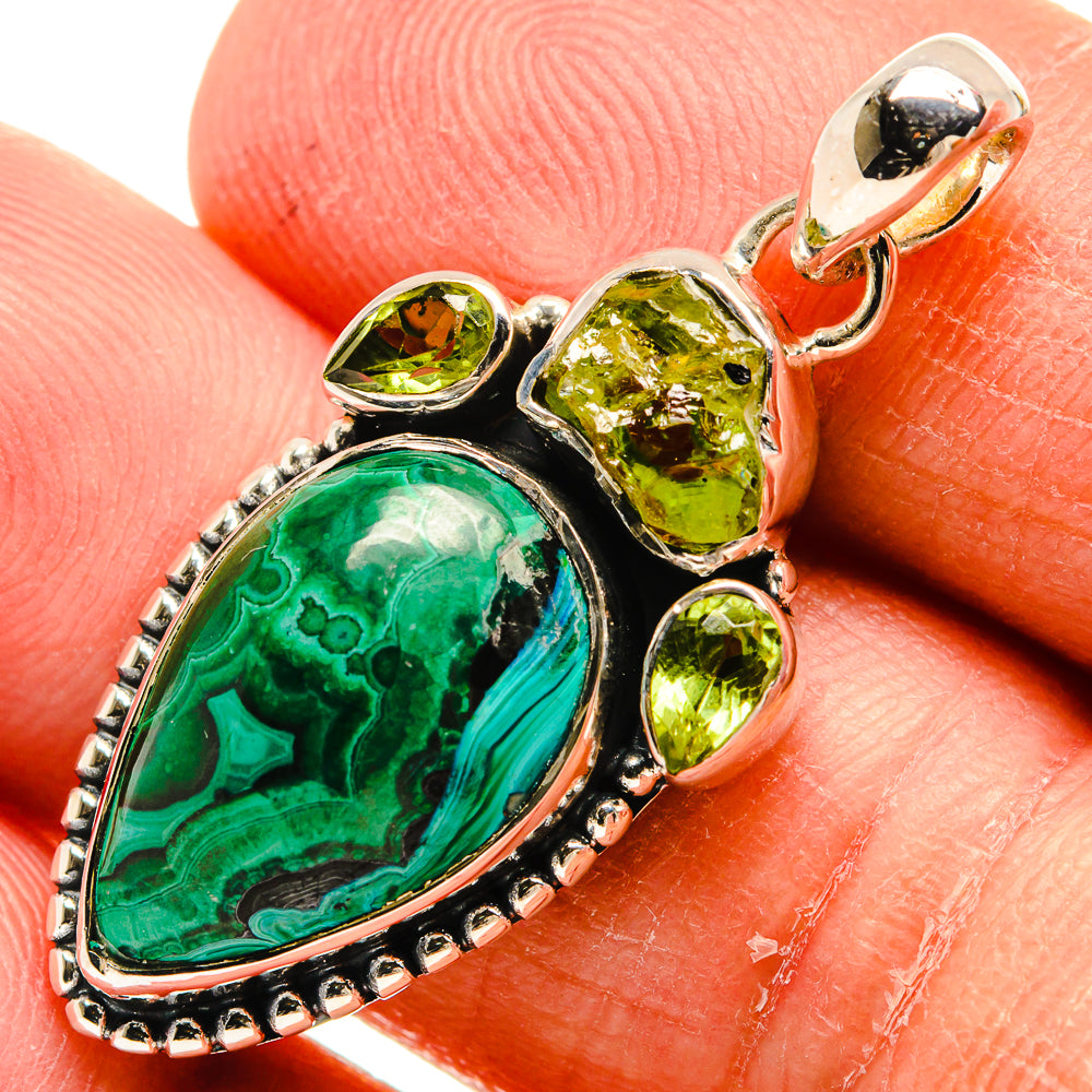 Malachite In Chrysocolla Pendants handcrafted by Anasilvercos - PD24187